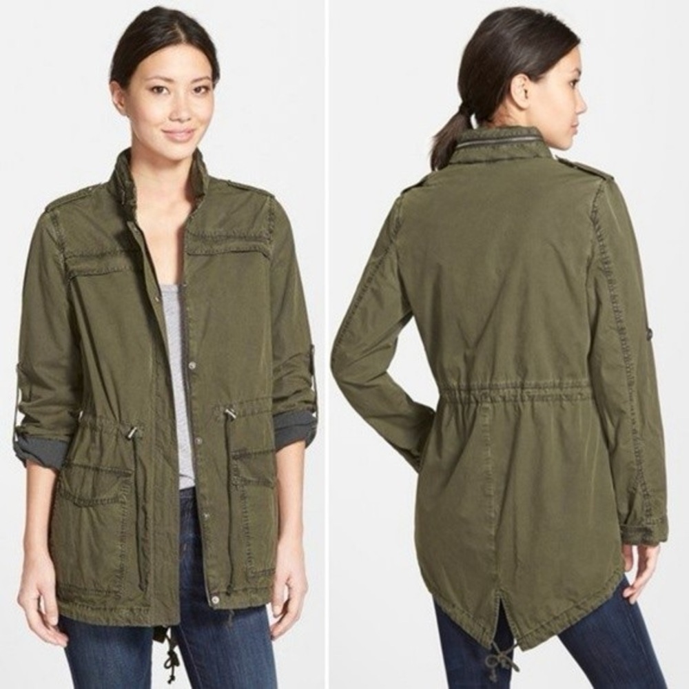 Levi’s Strauss Army Green Utility Jacket with Front Flap Pockets & Drawcord, M